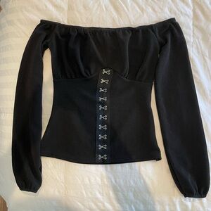 PrettyLittleThing Black Textured Top